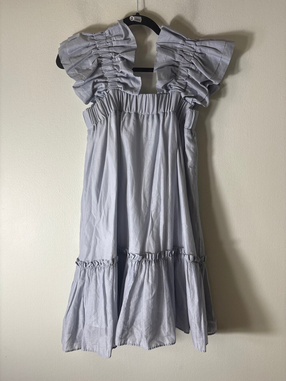 Inclan Studio Houston Powder Blue Ruffle Mini Dress Sz S